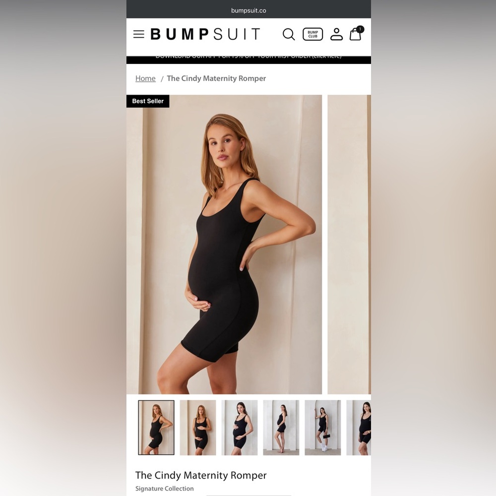 NWT Bumpsuit Cindy Maternity Romper in Black, XS